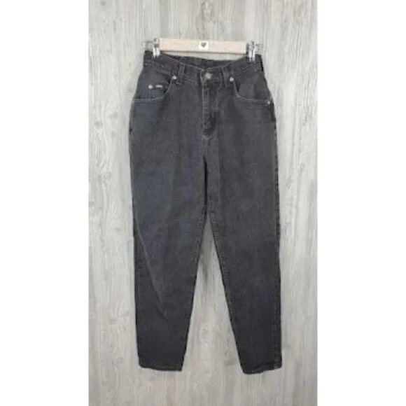 Vintage 90s Black Jean Lee Tapered Mom Jeans High Waist Retro Streetwear Basic - Picture 6 of 10